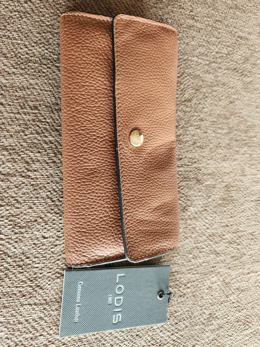 LODIS 1965 Brown Premium Leather Continental Wallet - Pebbled Fold-Over Clutch